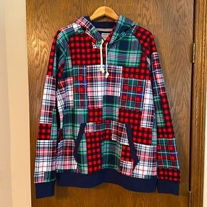 Lands End Patchwork Hoodie Sweatshirt Men’s Size Large